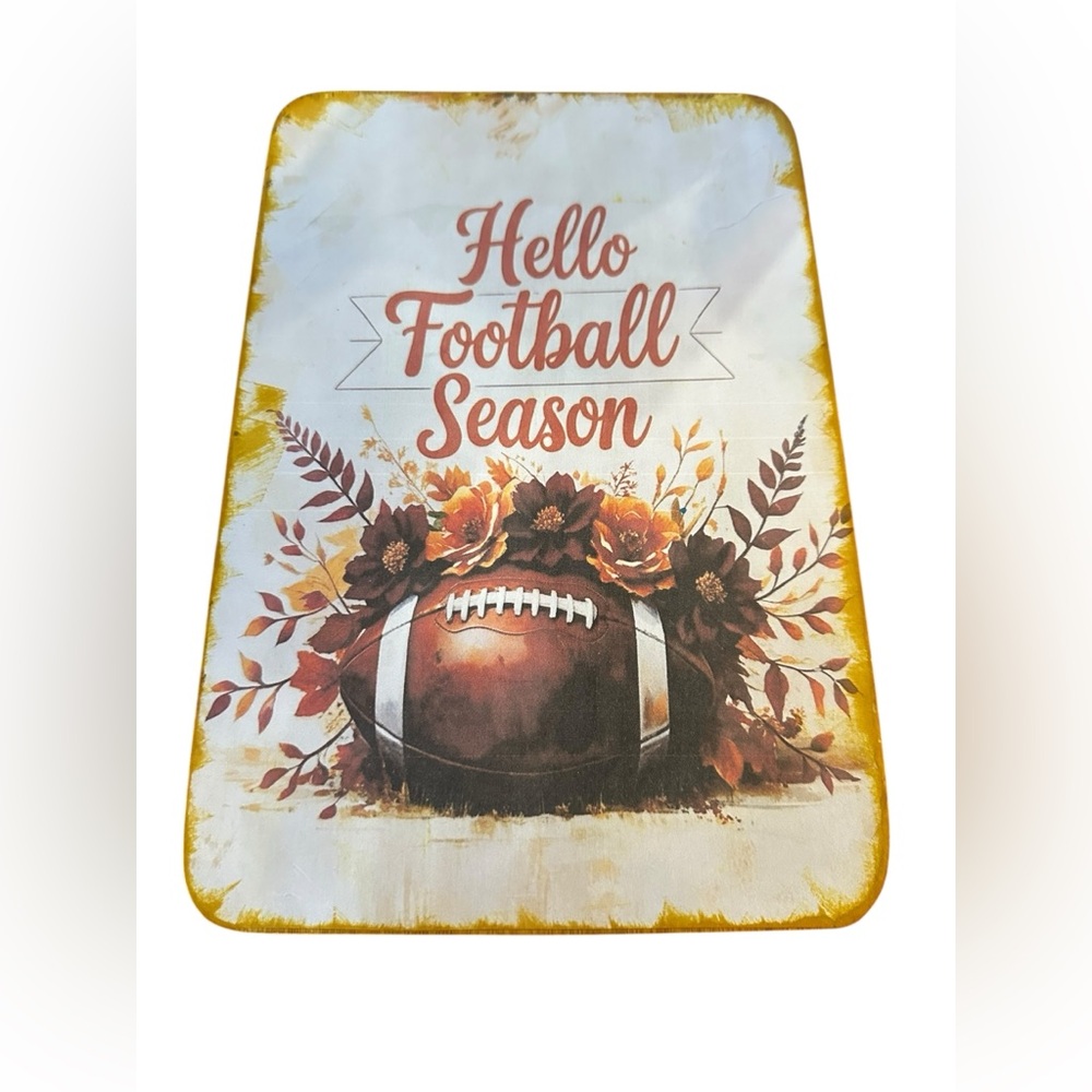 Hand Crafted Hello Football Season cutting board decor